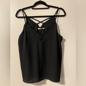 Francesca’s Black Lace Cross Back Tank Top